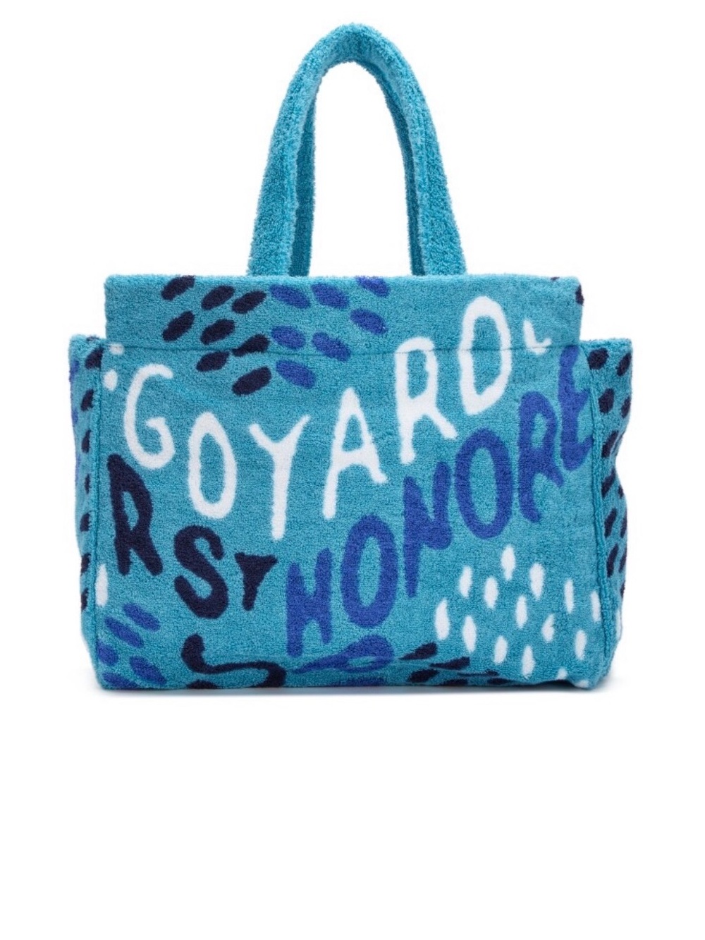 NWT Goyard Blue Teal Graphic Terry Cloth Tote